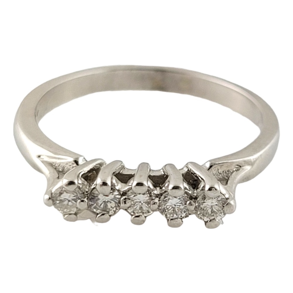 Vintage 14K White Gold and Diamond Band Size 5.75 #13157